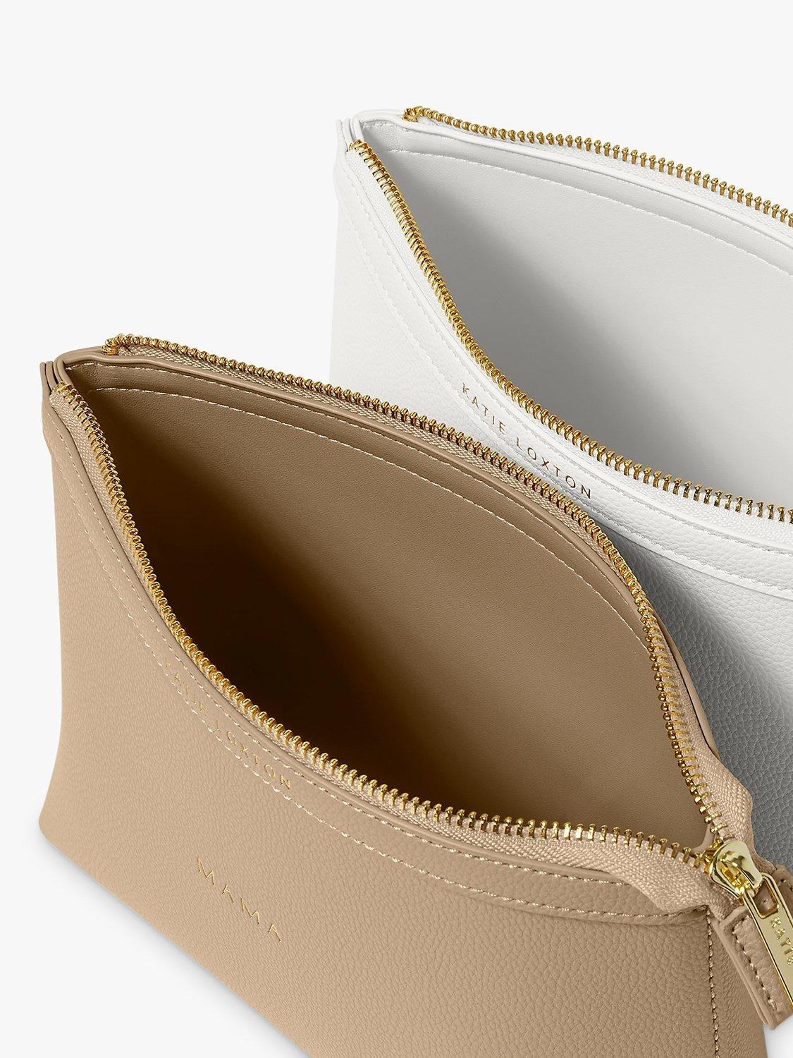 Product image 2 of 5, which shows Katie Loxton Mummy & Baby Organiser Pouch, Pack of 2, Tan/White