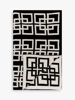 John Lewis Chain Geo Knitted Throw, Black, Black