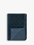 John Lewis Cotton Velvet Quilted Bedspread, Petrol Blue