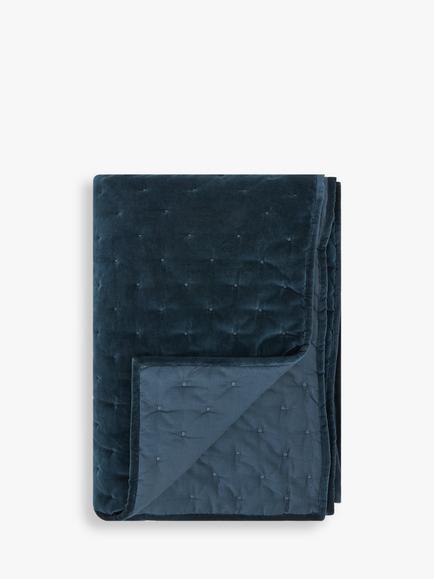 John Lewis Cotton Velvet Quilt, Navy