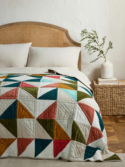 John Lewis Colourful Patchwork Quilt, Multi - view 2, Multi