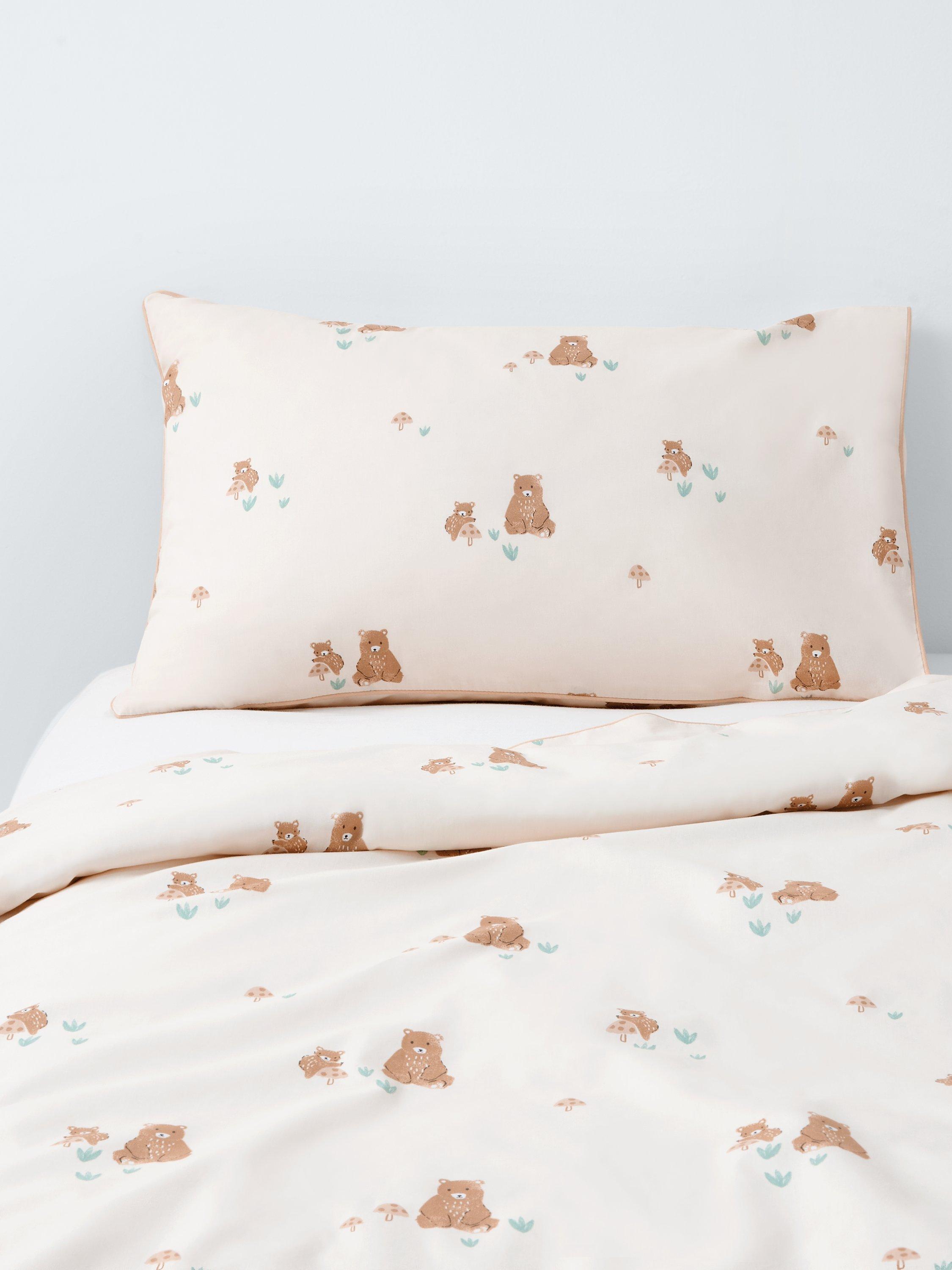 John Lewis Bear Toddler Pure Cotton Duvet Cover and Pillowcase Set Multi Cotbed 120 x 140cm