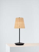 John Lewis Rattan Cordless Rechargeable Table Lamp, Black