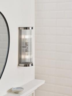 John Lewis Boston Ribbed Glass Bathroom Wall Light - view 2, Industrial Black