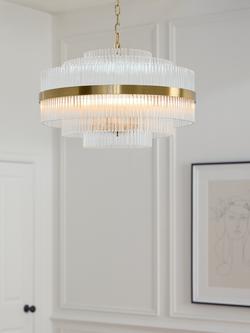 John Lewis Shiminista Large Chandelier Pendant Ceiling Light, Matte Brass - view 2, Matte Brass