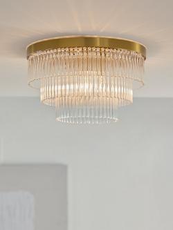 John Lewis Shiminista Chandelier Flush Ceiling Light, Matte Brass - view 2, Matte Brass
