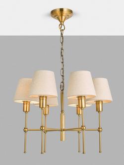 John Lewis Hex 6 Arm Shaded Pendant Ceiling Light, Brass, Brass