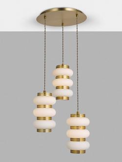 John Lewis Lotus 3 Light Lantern Pendant, Matte Antique Brass, Matte Antique Brass