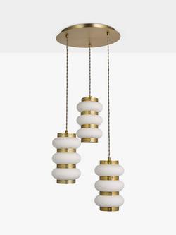John Lewis Lotus 3 Light Lantern Pendant, Matte Antique Brass - view 2, Matte Antique Brass