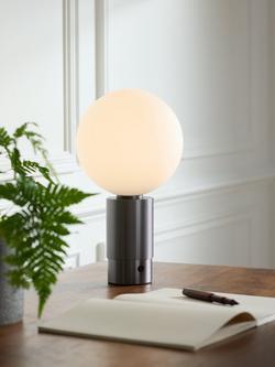 John Lewis Monty Rechargeable LED Table Lamp, Matte Antique Brass - view 2, Black Brass