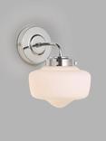 John Lewis School House Opal Glass Shade Bathroom Wall Light, Matte Black