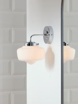 John Lewis School House Opal Glass Shade Bathroom Wall Light - view 2, Polished Chrome