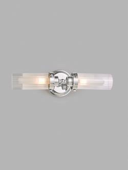 John Lewis Ribbed Glass Double Arm Bathroom Wall Light, Chrome