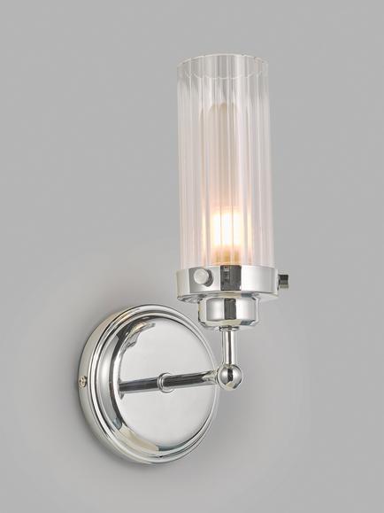John Lewis Ribbed Glass Bathroom Wall Light, Chrome