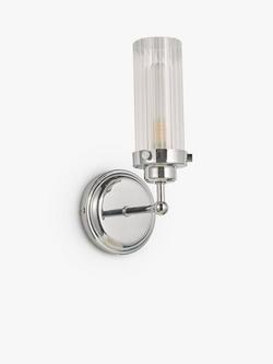 John Lewis Ribbed Glass Bathroom Wall Light - view 2, Chrome