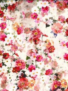 John Louden Pink Florals Viscose Poplin Fabric, Pink