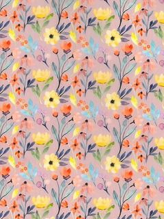 John Louden Floral Garden Cotton Lawn Fabric, Mauve