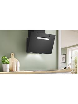Bosch Series 4 DWK67FN60B 60cm Angled Chimney Cooker Hood, Black - view 2, Black