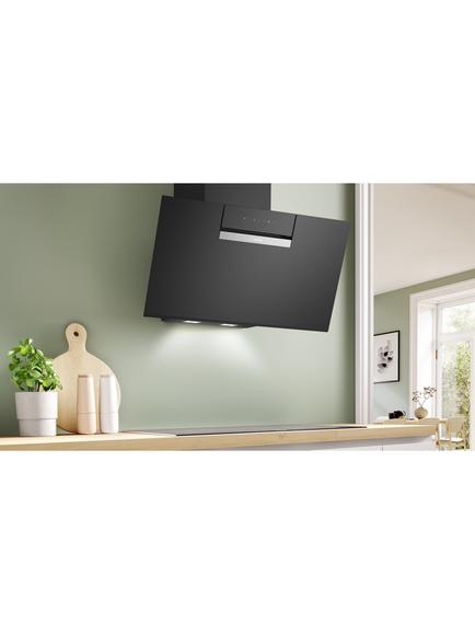 Bosch Series 4 DWK87FN60B 80cm Angled Glass Chimney Cooker Hood, Black - view 2, Black