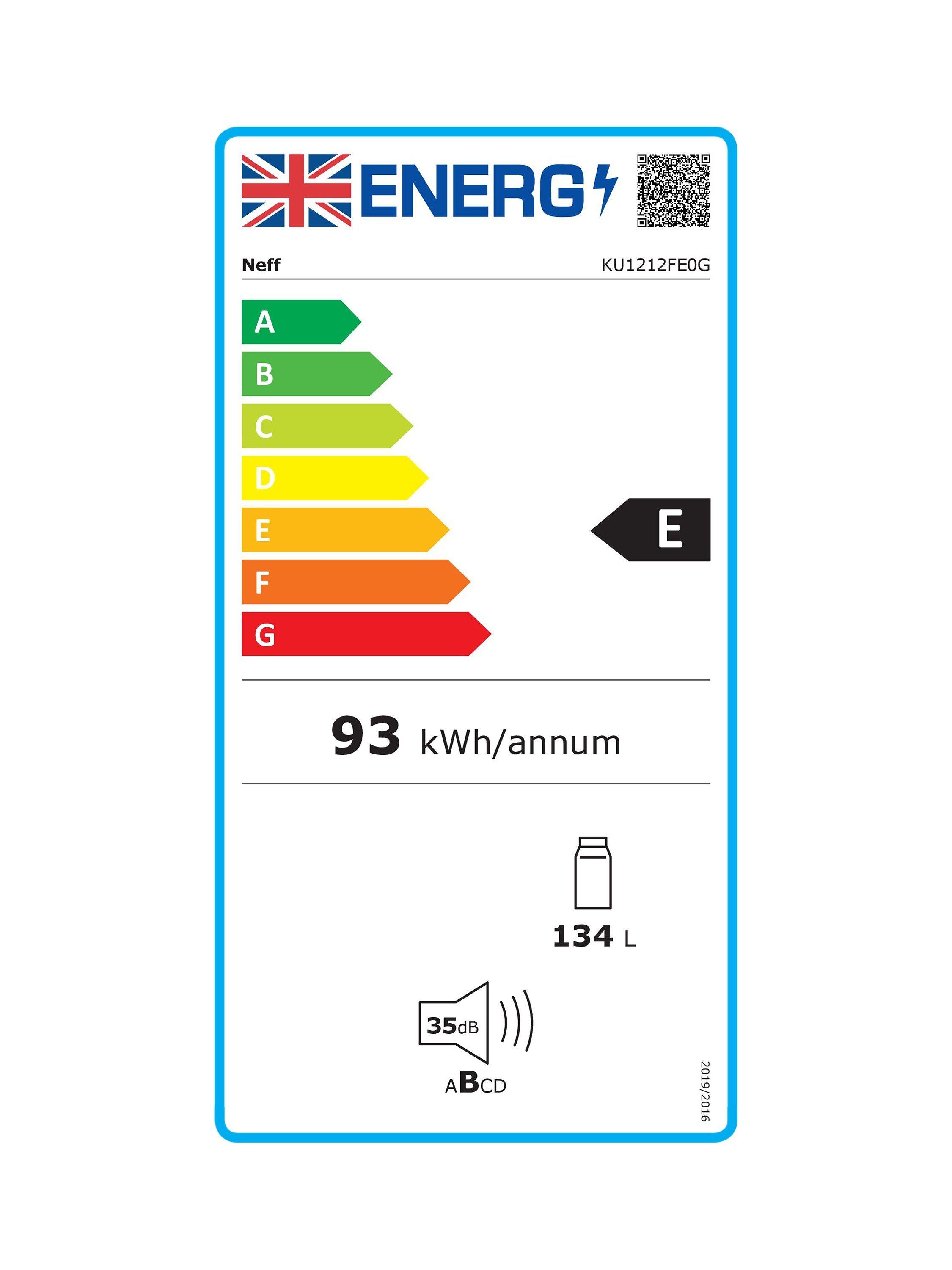 This item is rated E for energy efficiency on a scale from A (most efficient) to G (least efficient).