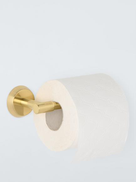 John Lewis Elegance Toilet Roll Holder, Brushed Brass - view 2, Gold