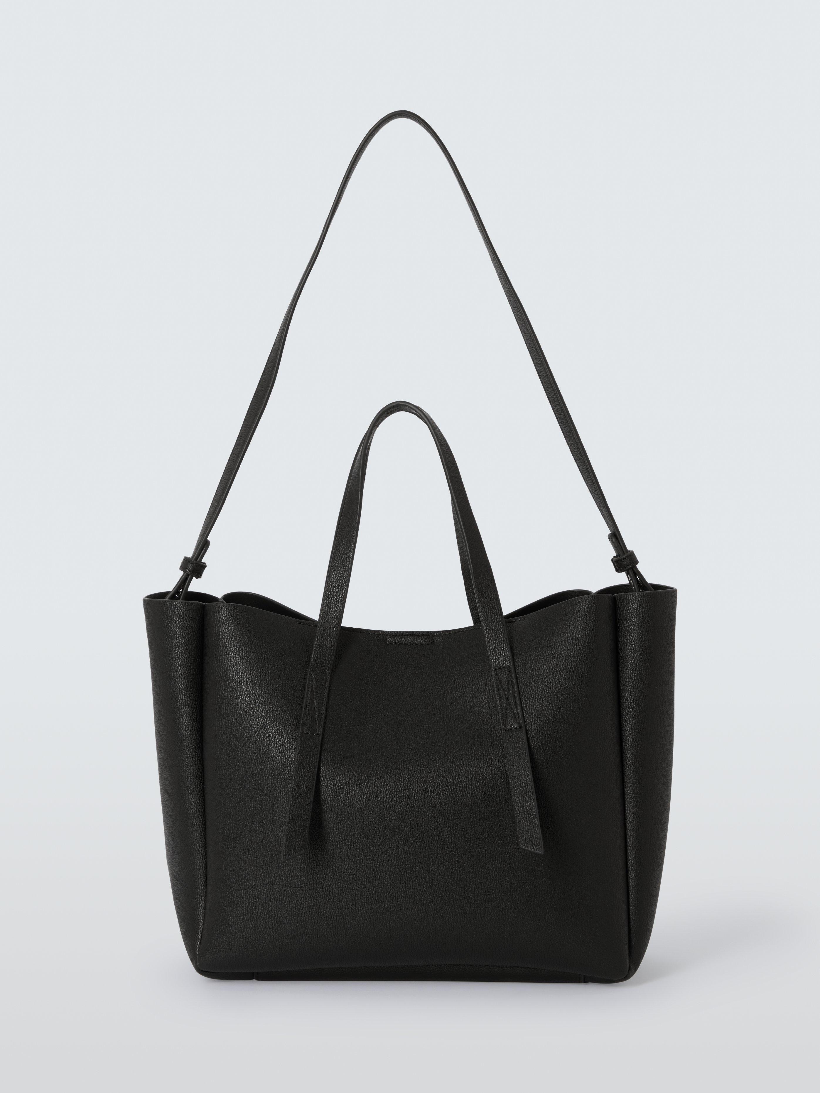 John Lewis ANYDAY East/West Turned Seam Faux Leather Tote Bag, Black