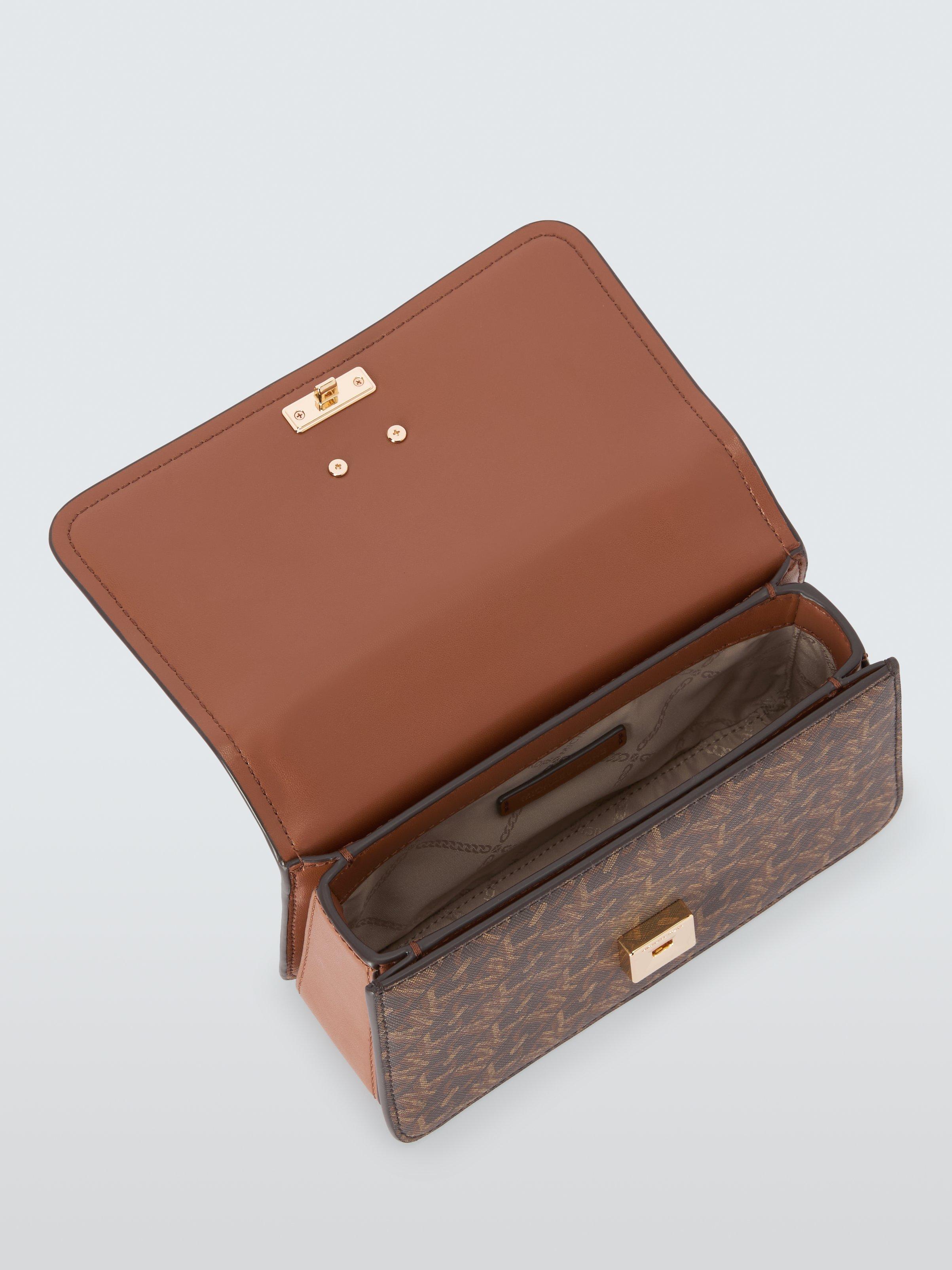 Michael kors brown pvc monogram convertible shoulder bag sales