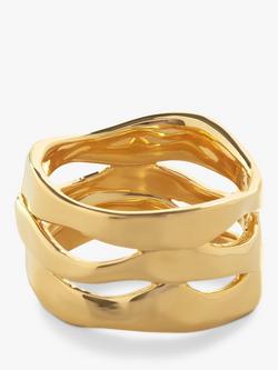Monica Vinader Wave Triple Band Ring, Gold, Gold