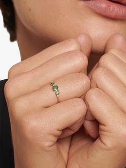 Monica Vinader MV Siren™ Diamond and Emerald Bezel Ring - view 2, Gold