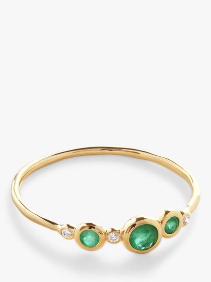 Monica Vinader MV Siren™ Diamond and Emerald Bezel Ring, Gold