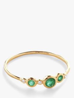 Monica Vinader MV Siren™ Diamond and Emerald Bezel Ring, Gold