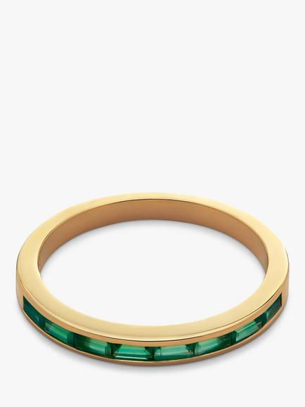 Monica Vinader Mini Baguette Onyx Half Eternity Ring, Gold