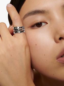 Monica Vinader The Wave Triple Band Ring, Silver - view 2, Silver