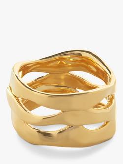 Monica Vinader Wave Triple Band Ring, Gold, Gold