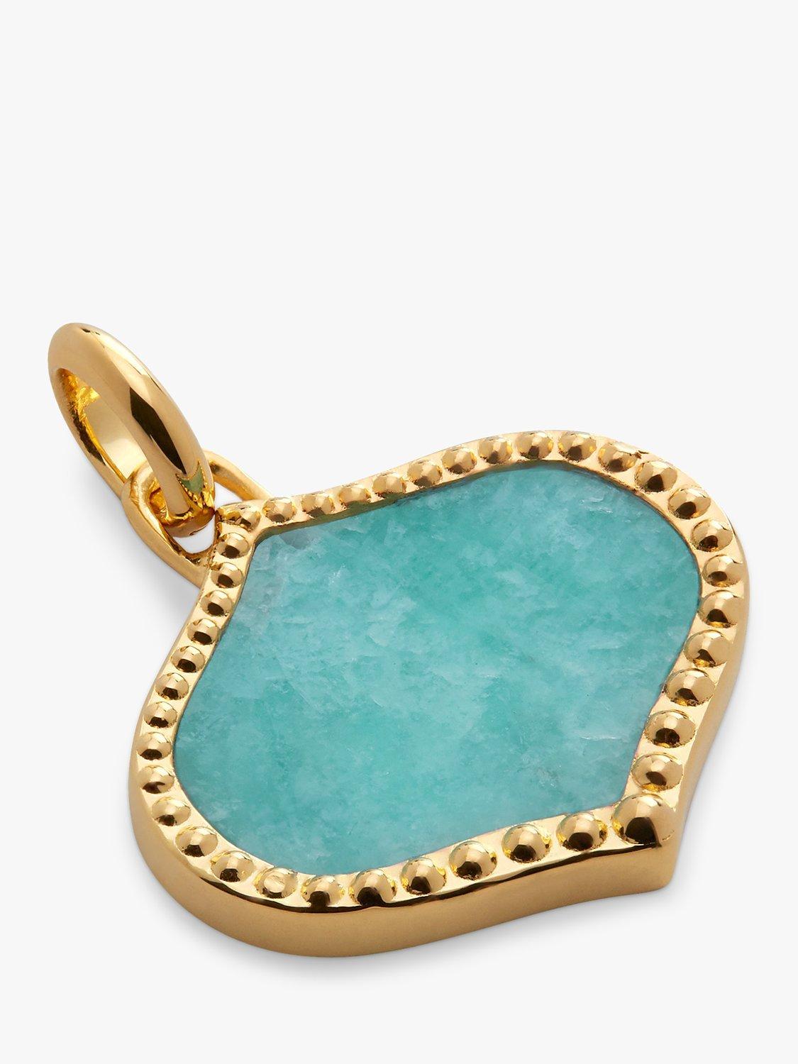 Monica Vinader Lotus Gemstone Pendant Charm Gold