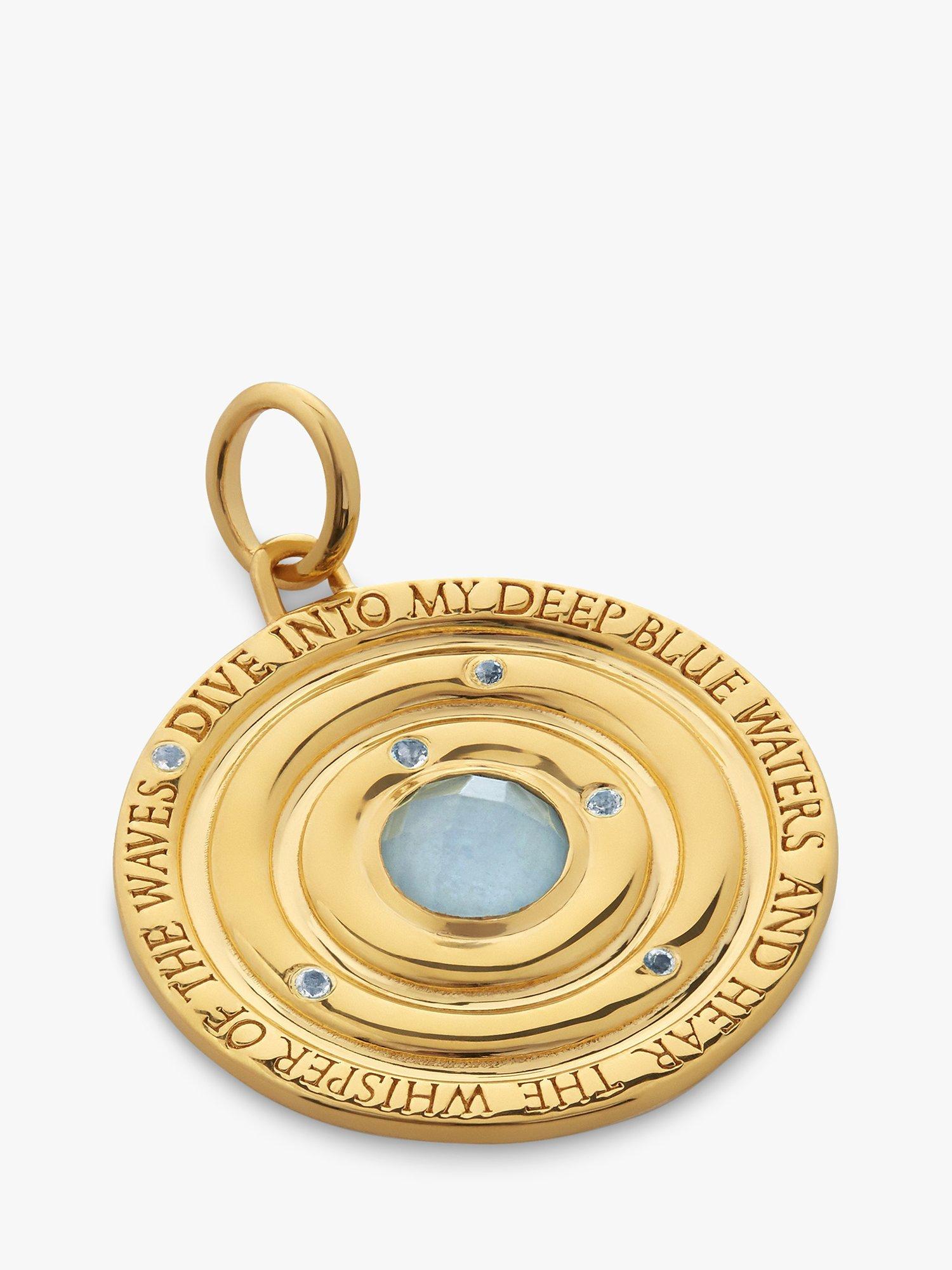 Product image 1 of 3, which shows Monica Vinader Aquamarine & Crystal Ocean Pendant Charm, Gold