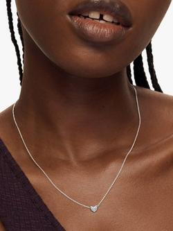 Monica Vinader Diamond Heart Necklace, Silver - view 2, Silver