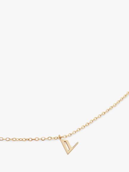Monica Vinader Yellow Gold Small Initial Pendant Necklace, Gold - view 2, Gold