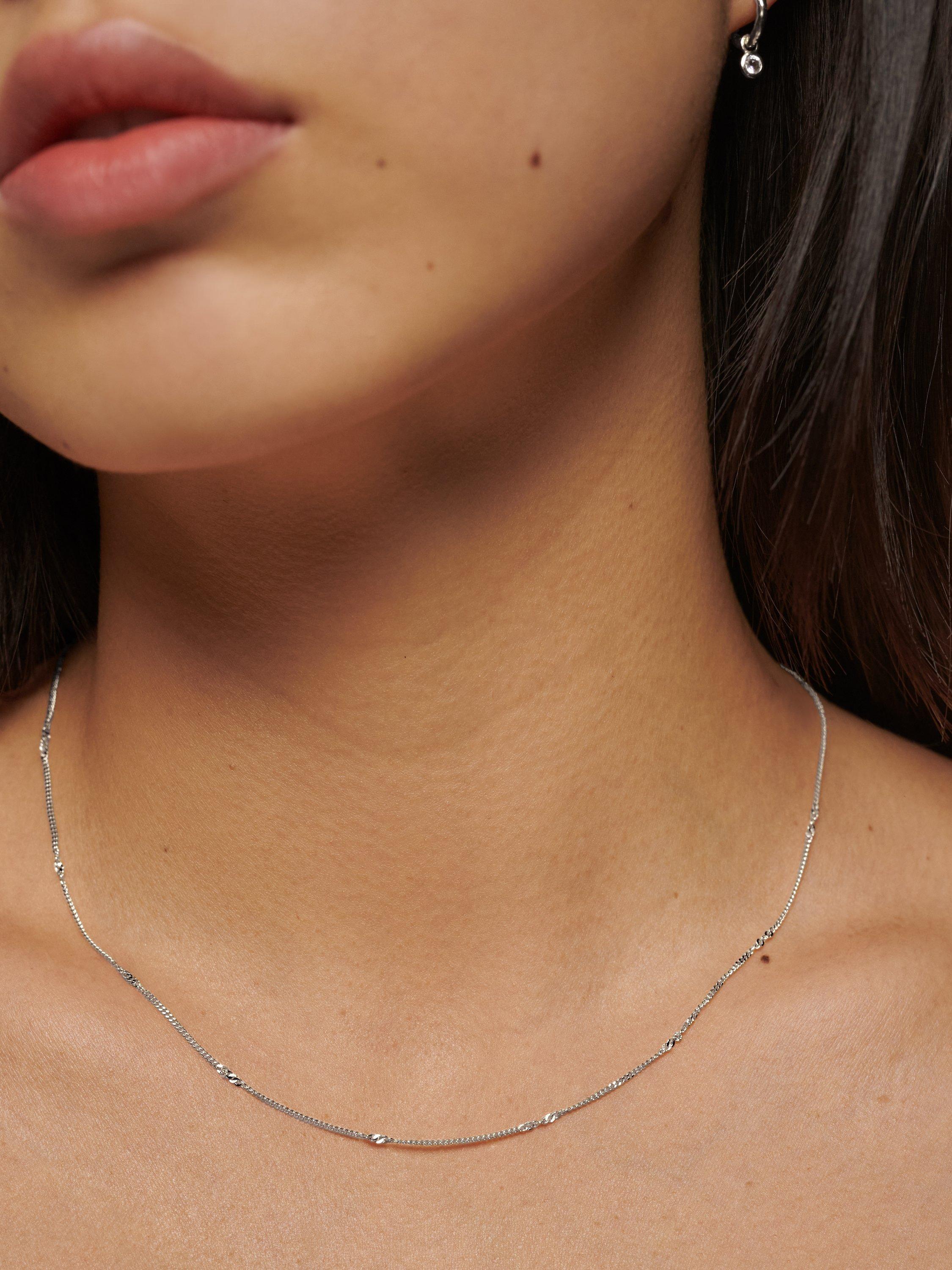 Product image 2 of 4, which shows Monica Vinader Curb Twist Choker Necklace, Silver