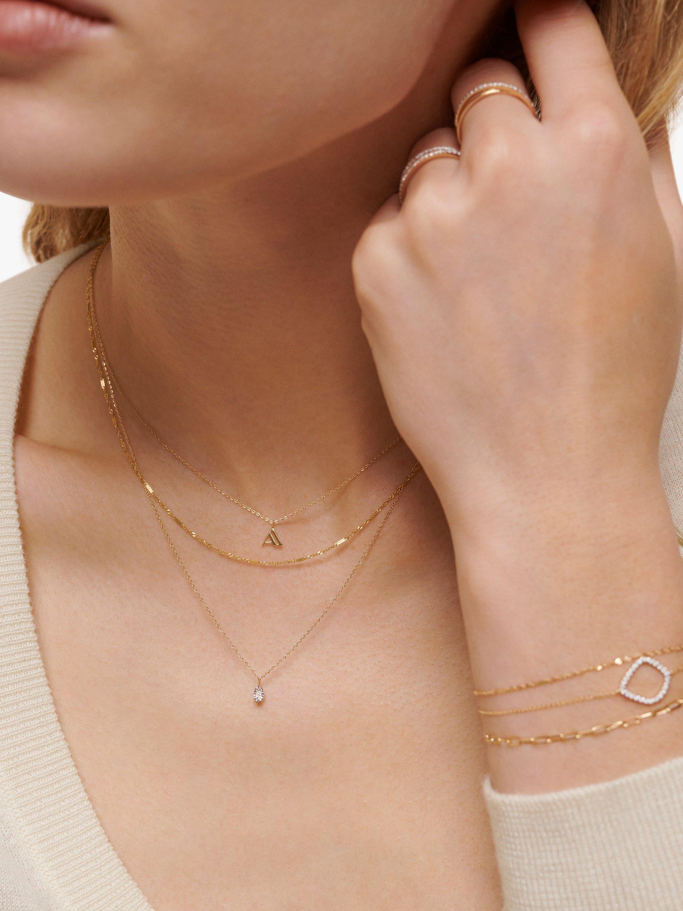 Product image 5 of 5, which shows Monica Vinader Diamond Necklace, Gold