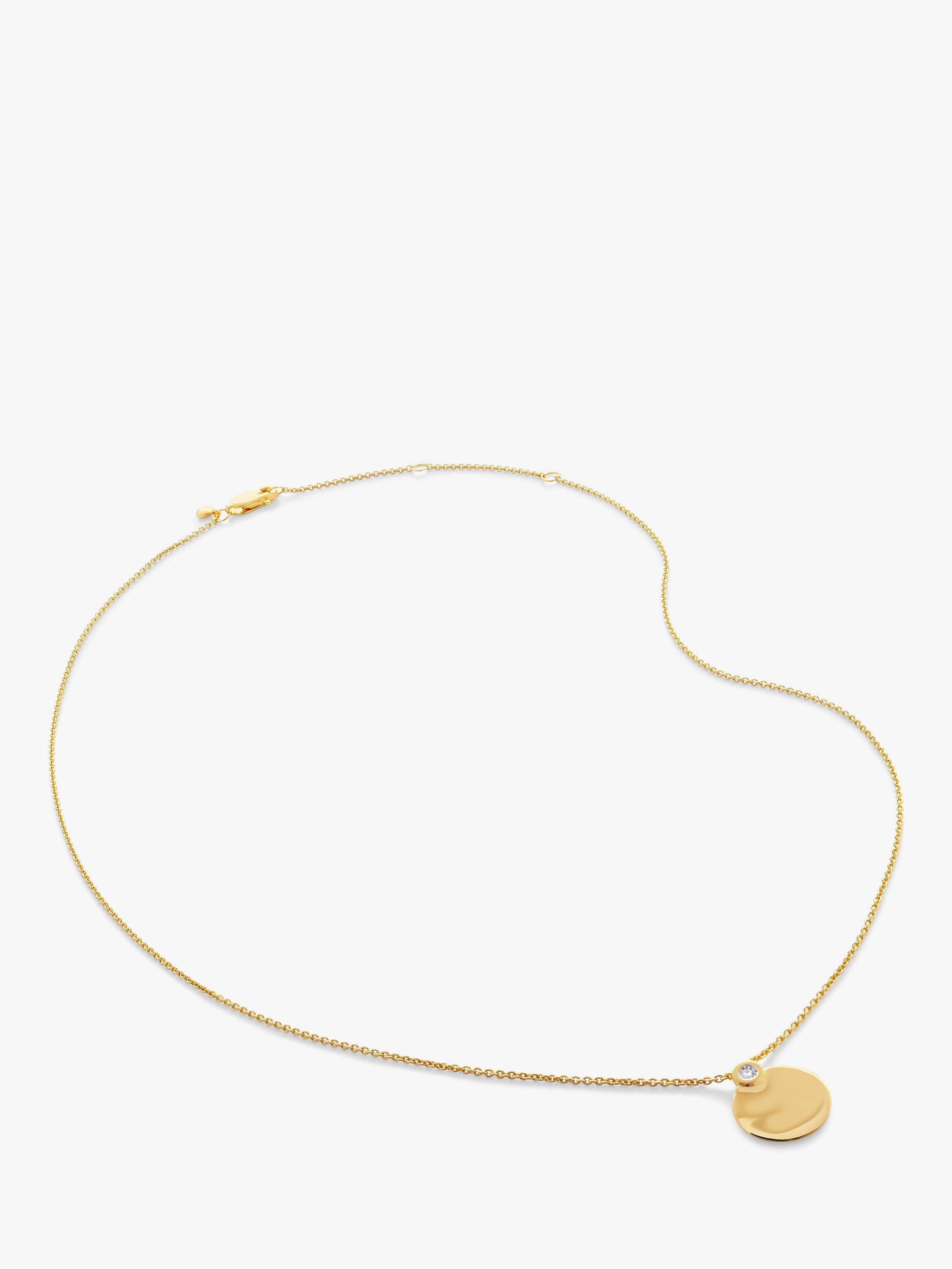 Product image 1 of 5, which shows Monica Vinader Lab Grown Diamond Engravable Pendant Necklace, Gold