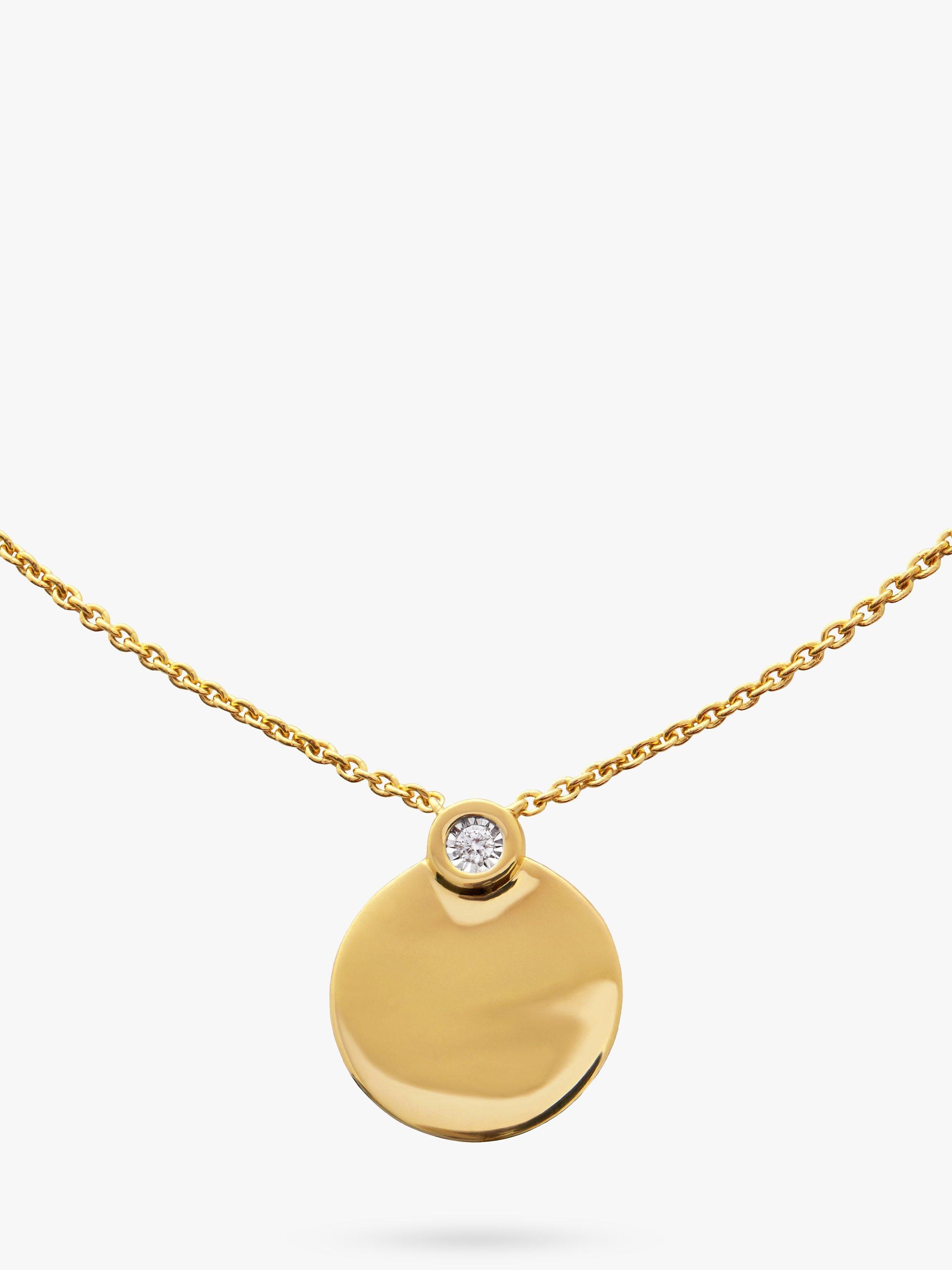Product image 2 of 5, which shows Monica Vinader Lab Grown Diamond Engravable Pendant Necklace, Gold