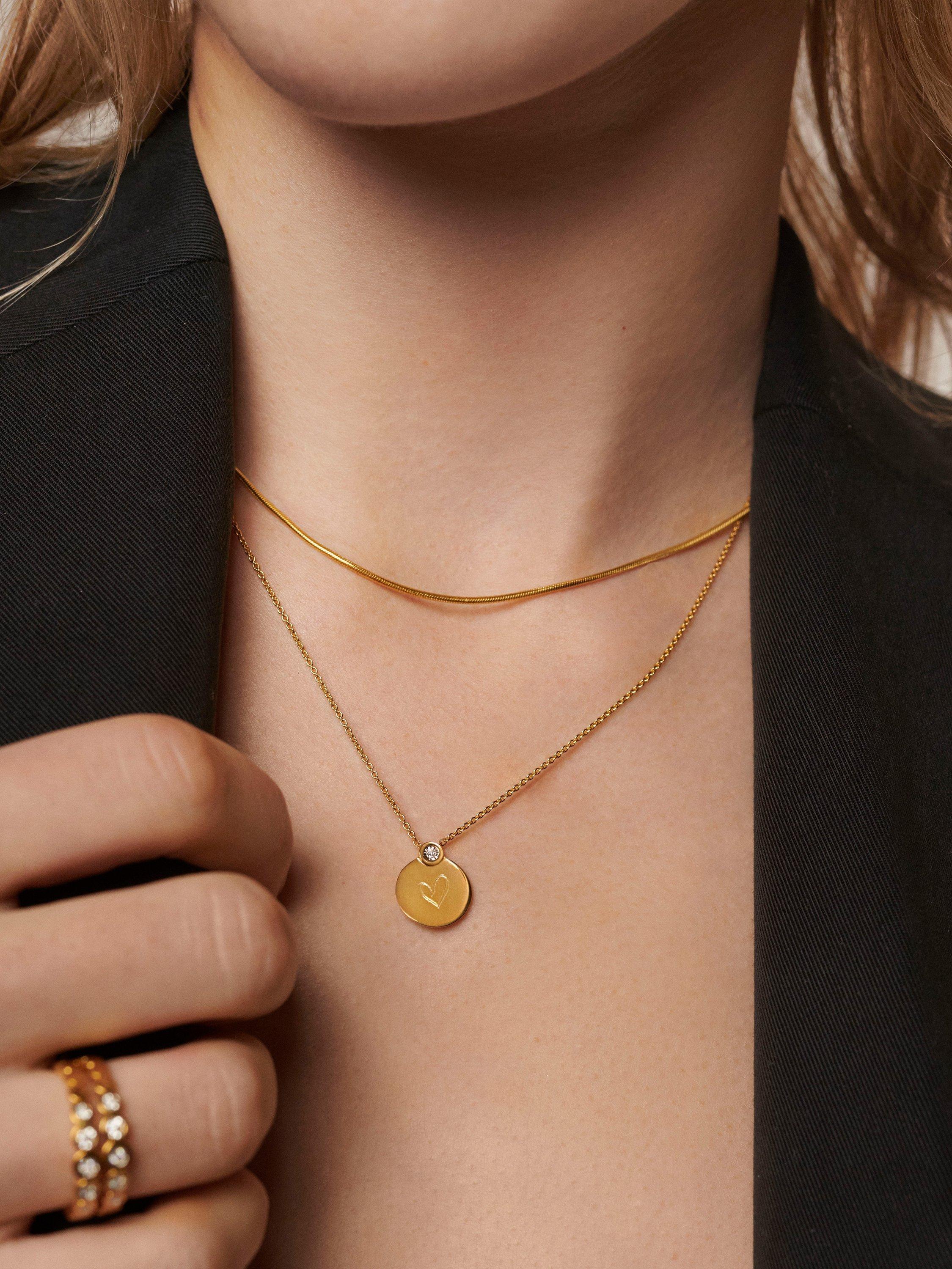 Product image 5 of 5, which shows Monica Vinader Lab Grown Diamond Engravable Pendant Necklace, Gold
