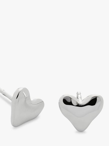 Monica Vinader Heart Stud Earrings - view 2, Silver
