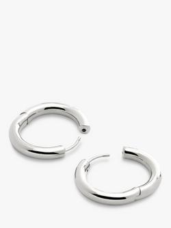 Monica Vinader Essential Click Medium Hoop Earrings, Silver - view 2, Silver