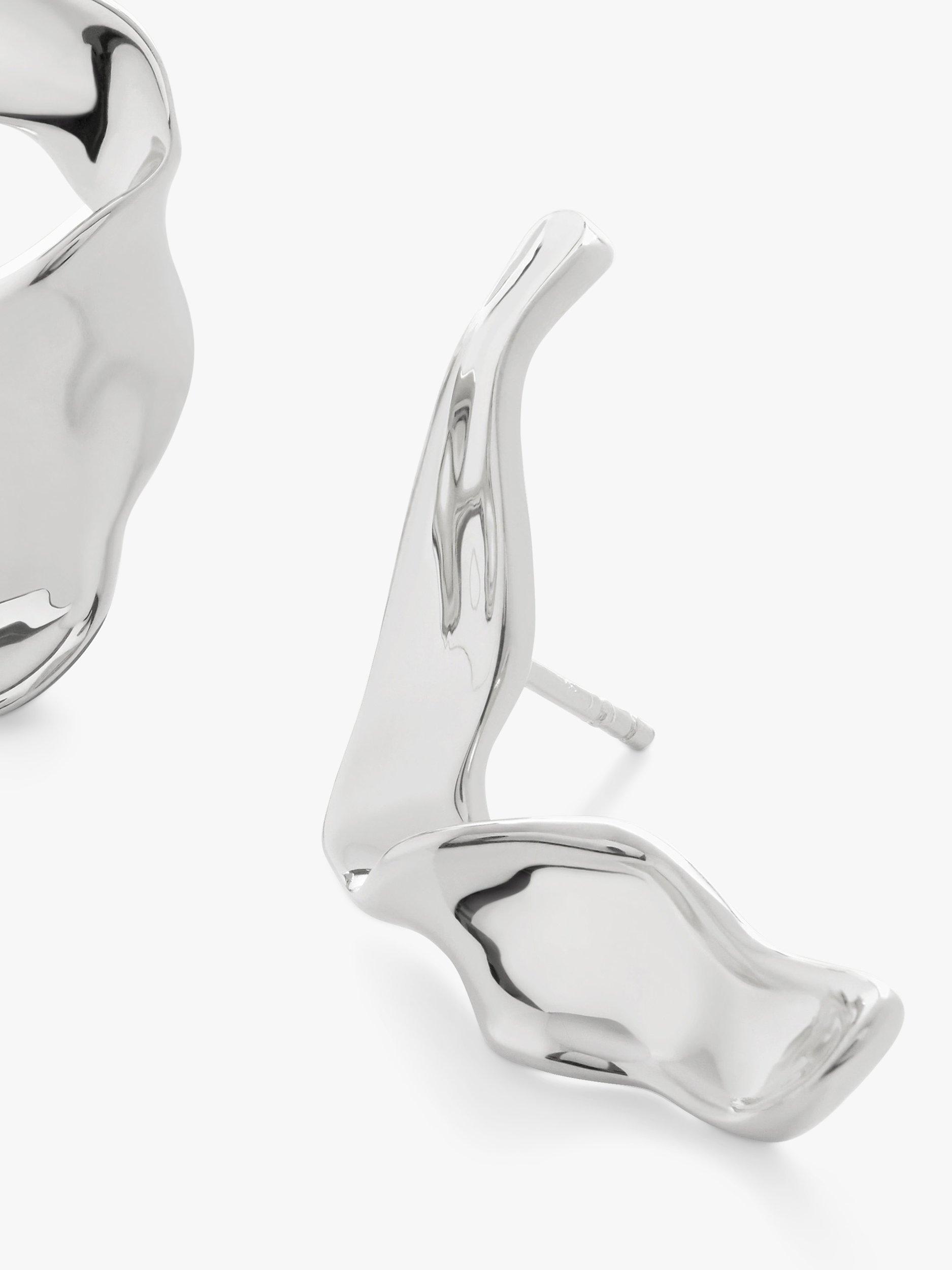 Product image 2 of 4, which shows Monica Vinader Wave Bold Stud Earrings, Silver