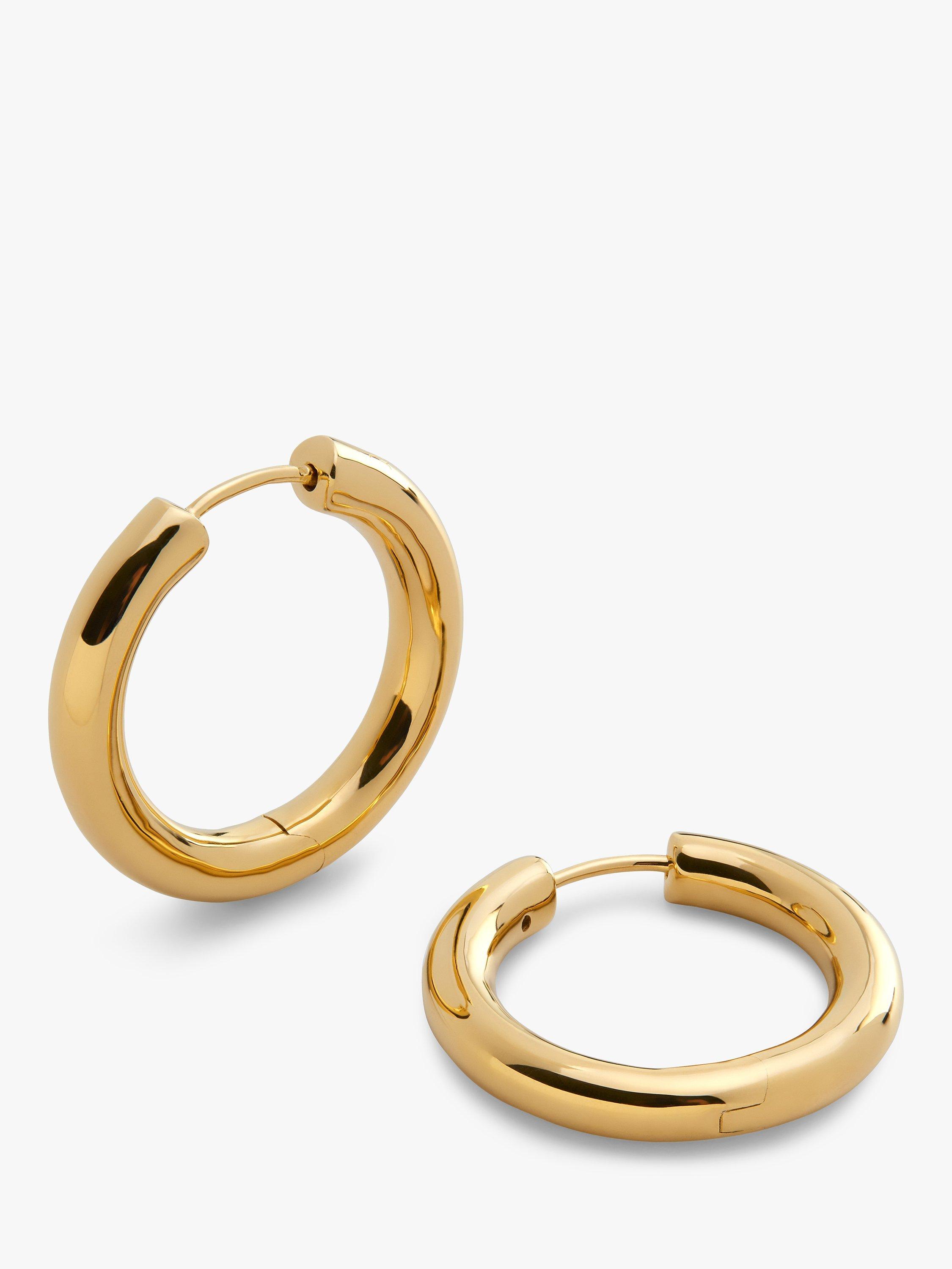 Product image 1 of 4, which shows Monica Vinader Essential Click Medium Hoop Earrings, Gold