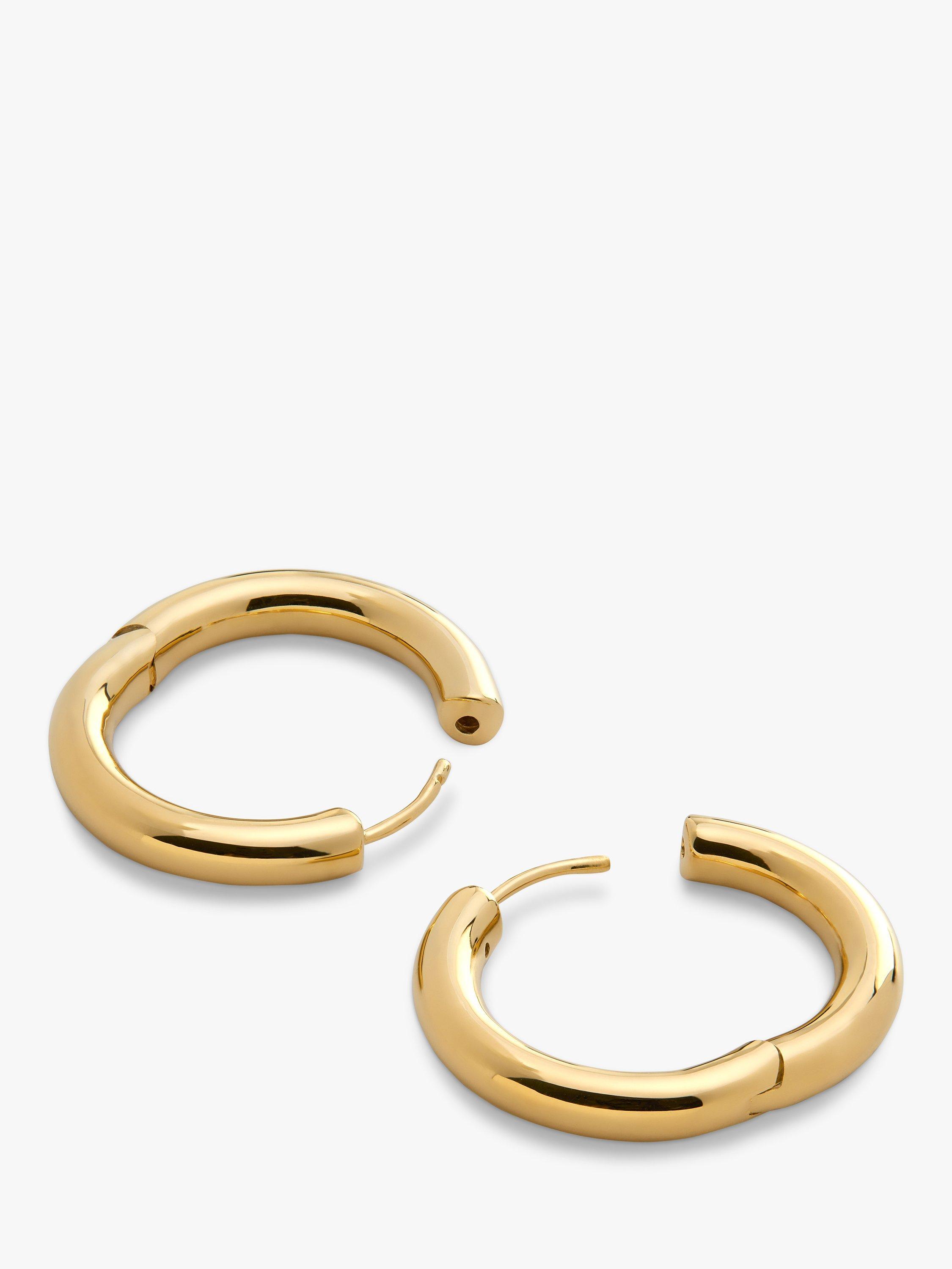 Product image 2 of 4, which shows Monica Vinader Essential Click Medium Hoop Earrings, Gold