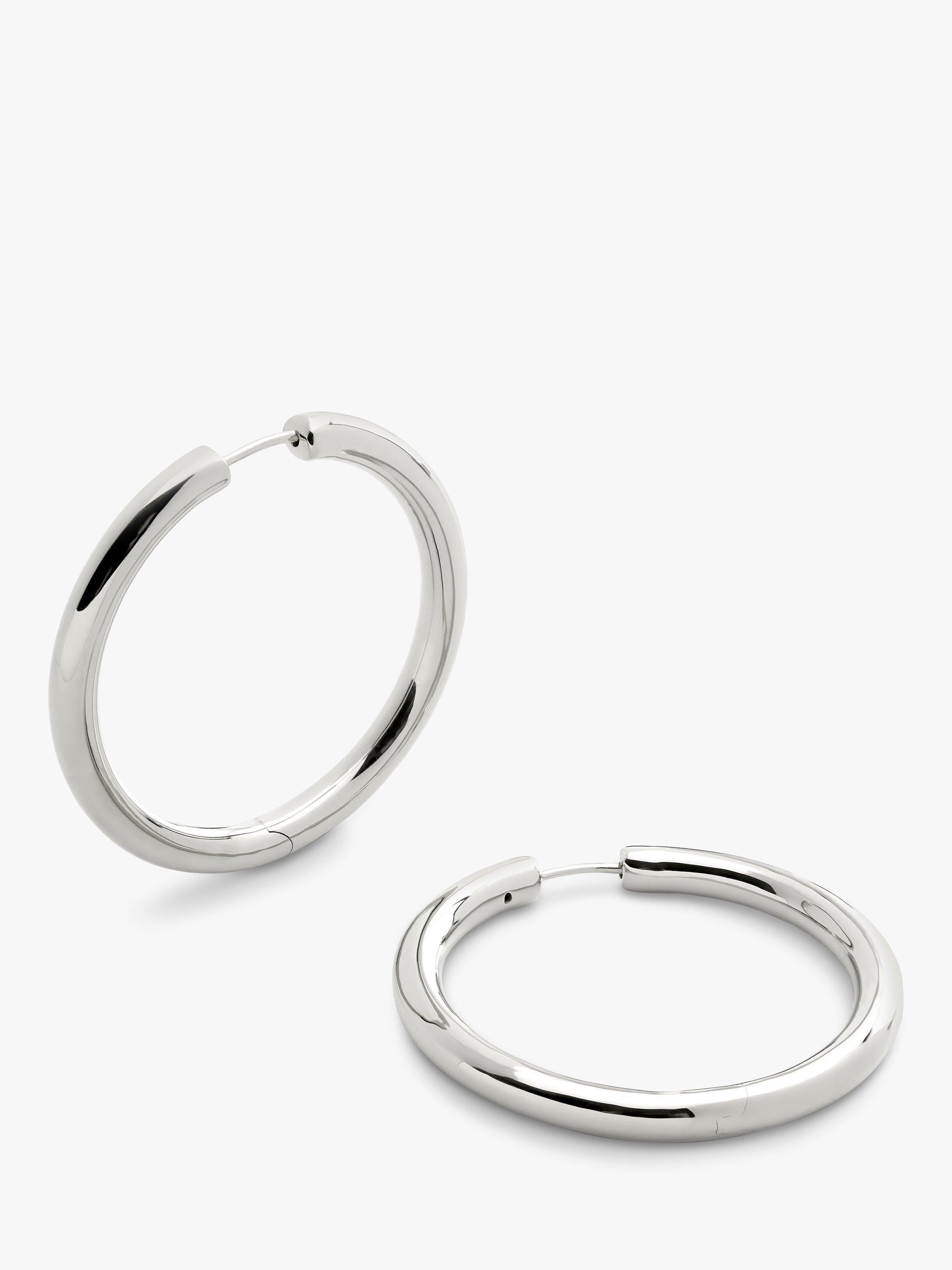 Product image 1 of 4, which shows Monica Vinader Essential Click Large Hoop Earrings, Silver