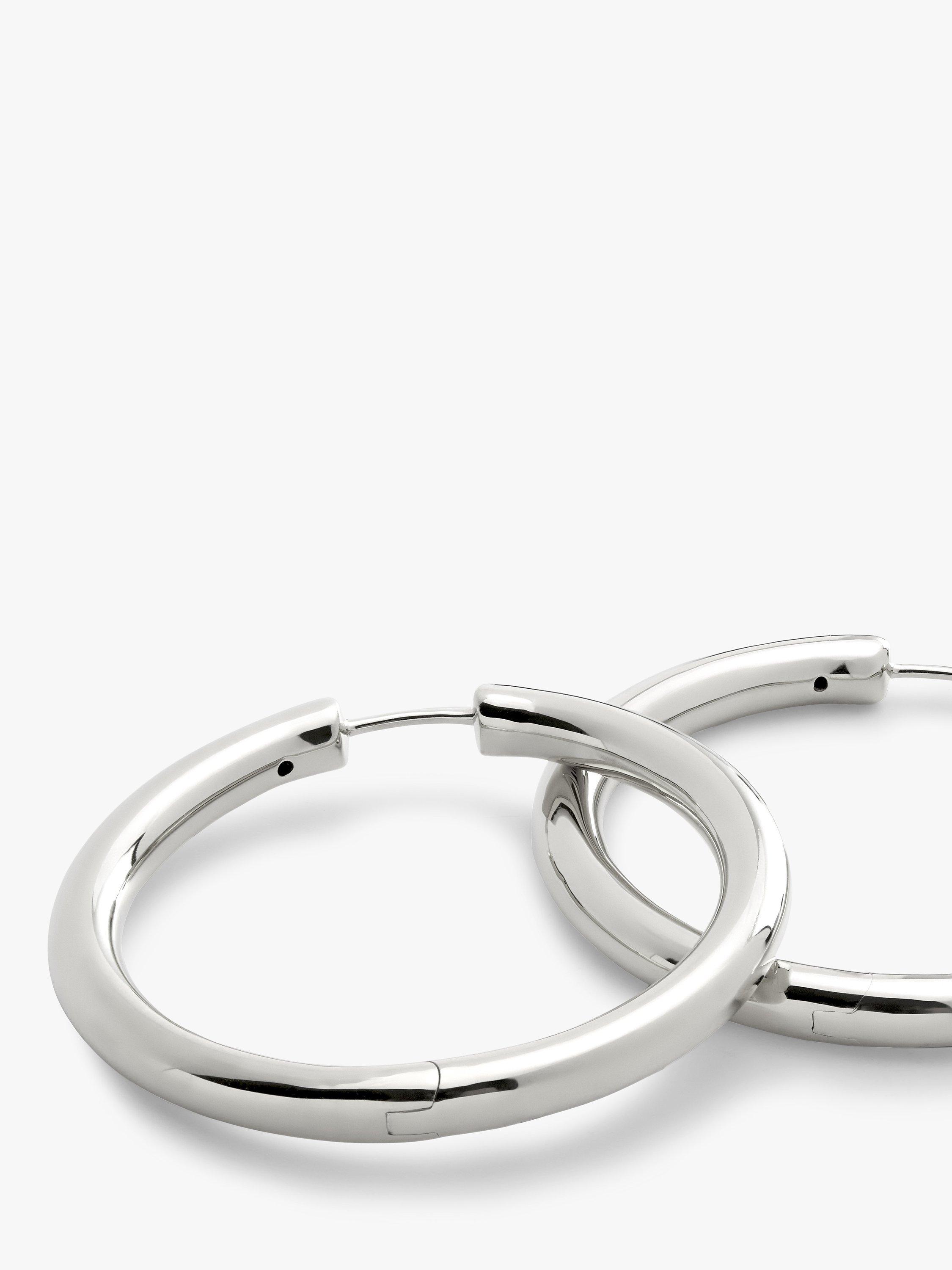 Product image 2 of 4, which shows Monica Vinader Essential Click Large Hoop Earrings, Silver